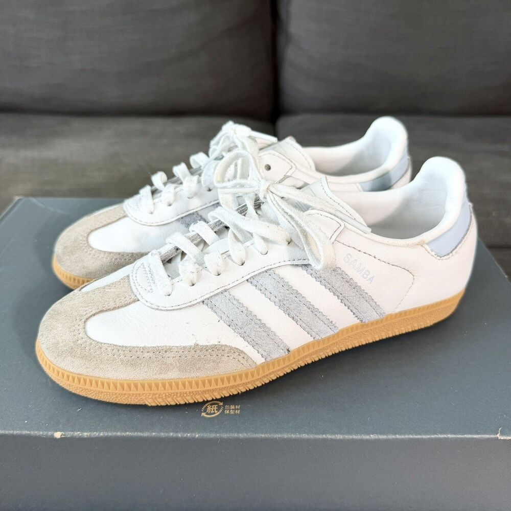 Adidas Samba OG White Halo Blue Gum Leather Women's Size 5.5